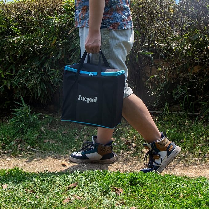 Juegoal 54 Pieces Giant Tumble Tower Blocks Game Giant Wood Stacking Game with 1 Dice Set, Gameboard, Canvas Bag for Adult, Kids, Family, Grey