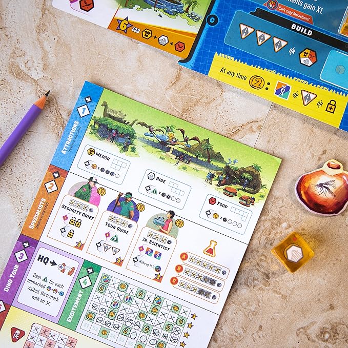 Dinosaur Island Rawr and Write Board Game - Build Your Dino Theme Park! Strategy Game, Fun Family Game for Kids and Adults, Ages 10+, 1-4 Players, 30-45 Minute Playtime, Made by Pandasaurus Games