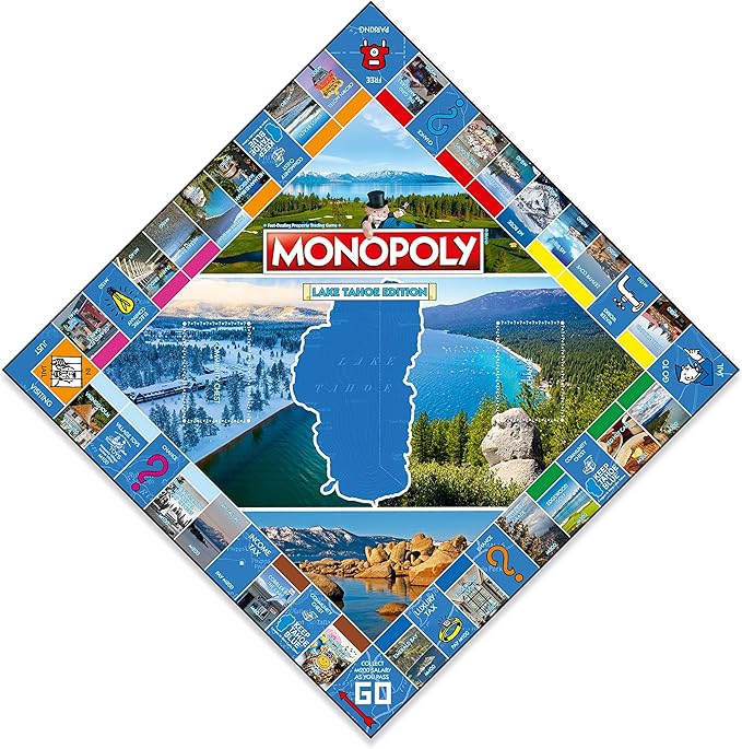 Monopoly Board Game - Lake Tahoe Edition: 2-6 Players Family Board Games for Kids and Adults, Board Games for Kids 8 and up, for Kids and Adults, Ideal for Game Night