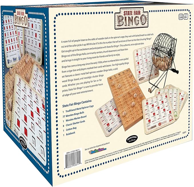 Front Porch Classics State Fair Bingo Deluxe Edition - Craftsmanship for an Authentic Retro-Style Experience - Intergenerational Fun for Friends and Family, 10x11x14 in