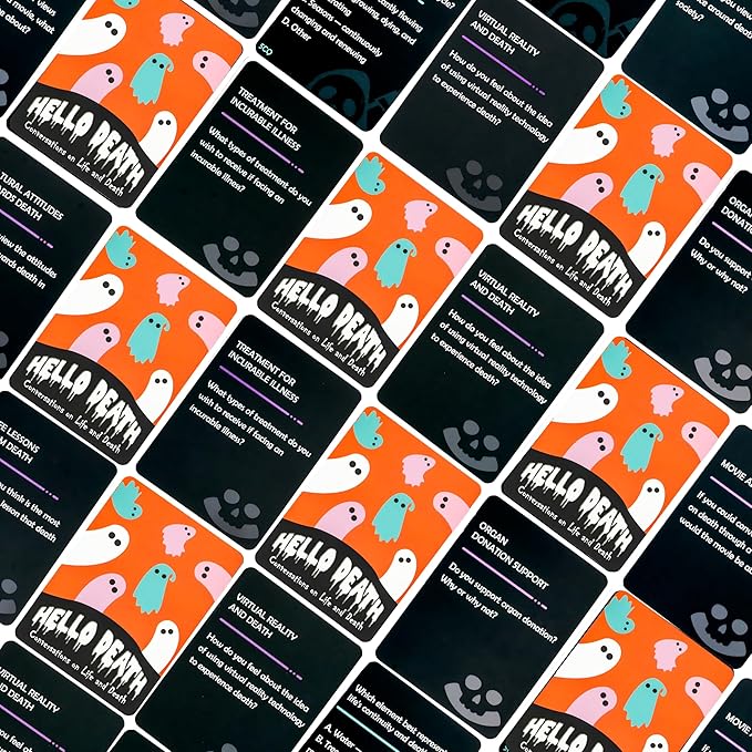 HELLO DEATH Card Game: 120 Cards to Inspire Deep and Fun Conversations About Life and Death – A Great Choice for Families, Couples, Parties, and Game Nights; Ideal as Funny Gifts or Adult Card Games