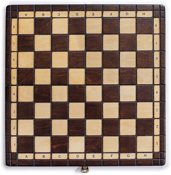 Husaria European International Chess Wooden Game Set, King's Classic - 13.8 Inches Medium Size Chess Set with Handcrafted Chessmen and Felted Folding Board