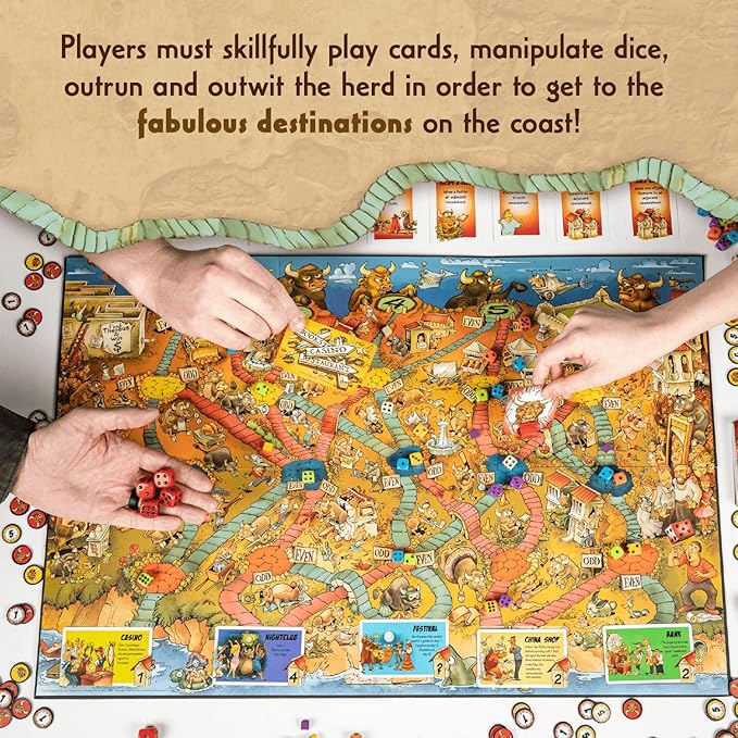 Calliope Games Running with the Bulls - Dice & Board Game - For Game Night - 2-6 Players