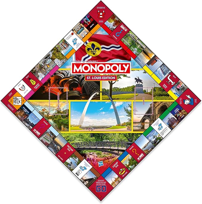 Monopoly Board Game St Louis MO Edition : 2-6 Players Family Board Games for Kids and Adults, Board Games for Kids 8 and up, for Kids and Adults, Ideal for Game Night