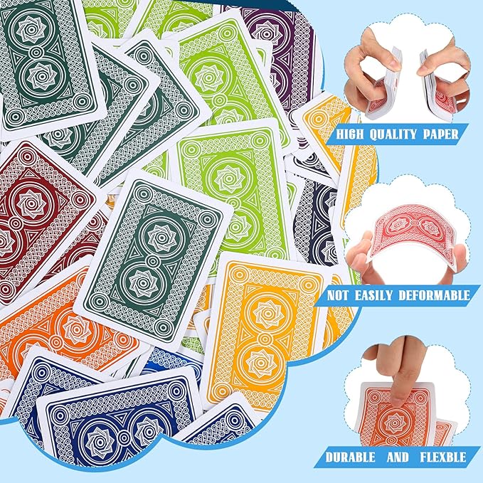 Zubebe 12 Pack Playing Cards Jumbo Index Large Print Deck of Cards Bulk in Vibrant Colors Poker Size, Standard Playing Poker Decks for Kids Adults Activities Party Supplies Canasta Games