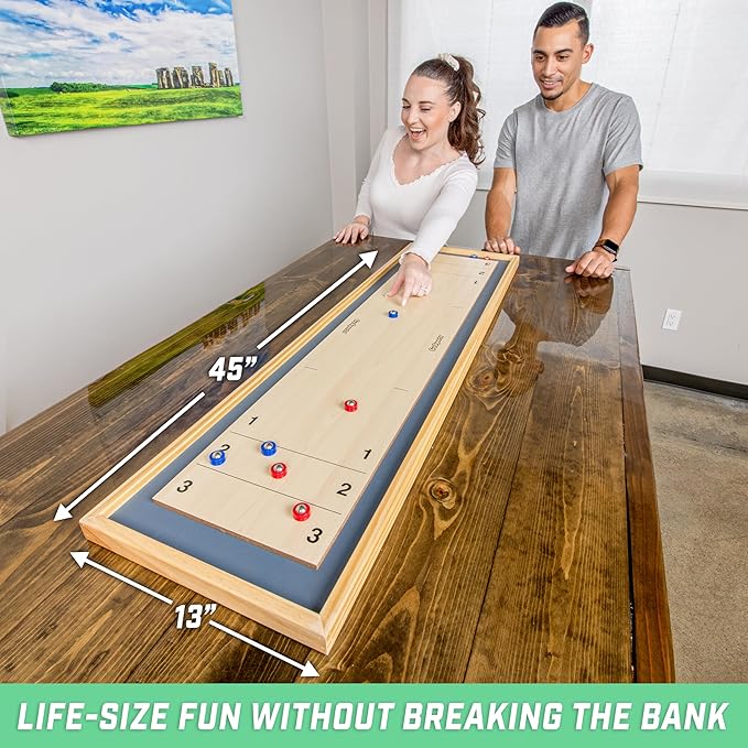 GoSports Shuffleboard and Curling 2 in 1 Tabletop Board Game