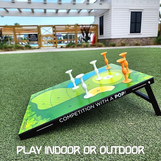 PopGolf Board Edition Set - Popdarts Backyard, Indoor and Outdoor Game - Great Cornhole Alternative - Includes 1 All-Weather Board, Exclusive PopGolf Darts, Travel Case, and Score Keeper