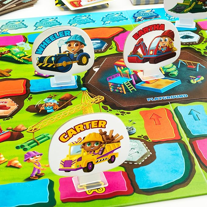 Jumping High Fives Construction Kids Board Game - an Exciting Cooperative Building Game for Kids Ages 4+ Race The Builders Around The Board to Complete A New Project