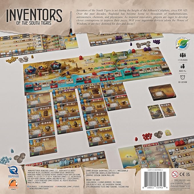 Renegade Game Studios: Inventors of The South Tigris - Stand-Alone Strategy Game in The South Tigris Trilogy, Garphill Games, Ages 14+, 1 -4 Players, Clever dice mechanisms