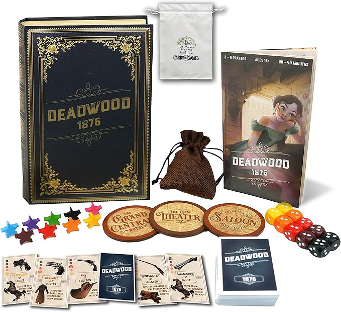Drawstring Bag Bundle with Bristol 1350, Tortuga 1667, Salem 1692, and Deadwood 1876 Board Games