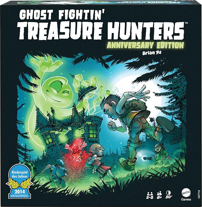 Mattel Games Ghost Fightin’ Treasure Hunters Anniversary Edition Board Game, Cooperative Family Game with Two Ways to Play Including a One vs All Mode for 2-5 Players