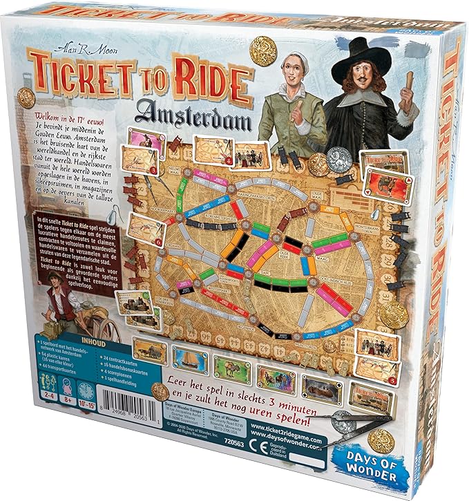 Ticket to Ride Amsterdam Board Game - Train Route-Building Strategy Game, Fun Family Game for Kids & Adults, Ages 8+, 2-4 Players, 10-15 Minute Playtime, Made by Days of Wonder