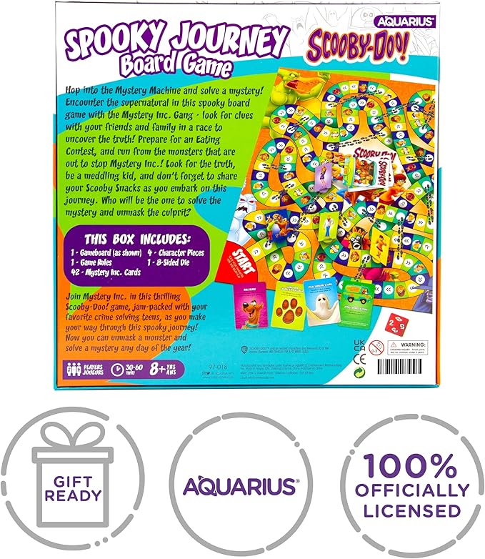 AQUARIUS Scooby-Doo Journey Board Game - Fun for Kids & Adults - Officially Licensed Scooby-Doo Merchandise & Collectibles (97018), Blue, White, Orange, for 96 months