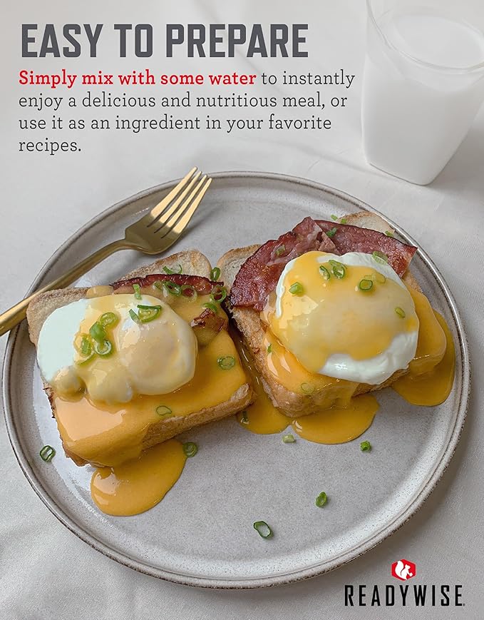 ReadyWise Emergency Food Supply - 144 Servings Freeze Dried Powdered Eggs Bucket, Protein Meals, Survival Food, Backpacking, Camping Essentials & Emergency Prepping Supplies, up to 10 Year Shelf Life