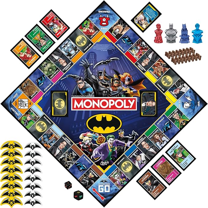 Monopoly Batman Edition Board Game | Monopoly Game for Batman Fans | Ages 8 and Up | 2 to 4 Players | Family Games | Strategy Games for Kids and Adults (Amazon Exclusive)