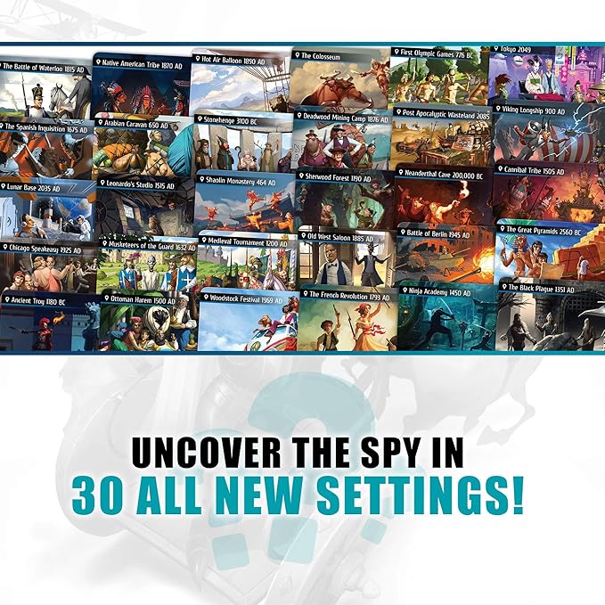 Spyfall Time Travel - The Perfect Party Game - Go to the Past and Future to Find the Spy - For 2 to 8 Players - Board Games for Teens and Adults - Ages 13+