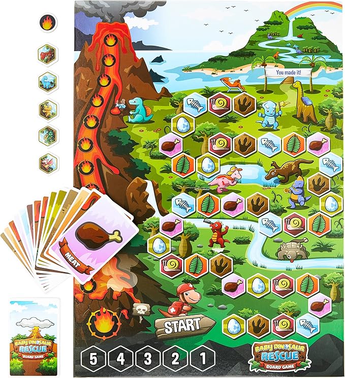 Jumping High Fives Baby Dinosaur Rescue Board Game - Cooperative Dinosaur Game for Kids Ages 4 and Up - Help The Dinos Race to The Island, Easy to Learn and Great for Family Fun Time