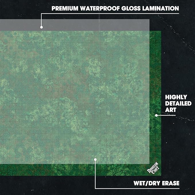 Dungeon Craft Jungle Battle Map for DND & TTRPG – Double-Sided Laminated 33x24 Mat – Compatible with Fallen Kingdom, Jungles of Dread – Tabletop Terrain Grid