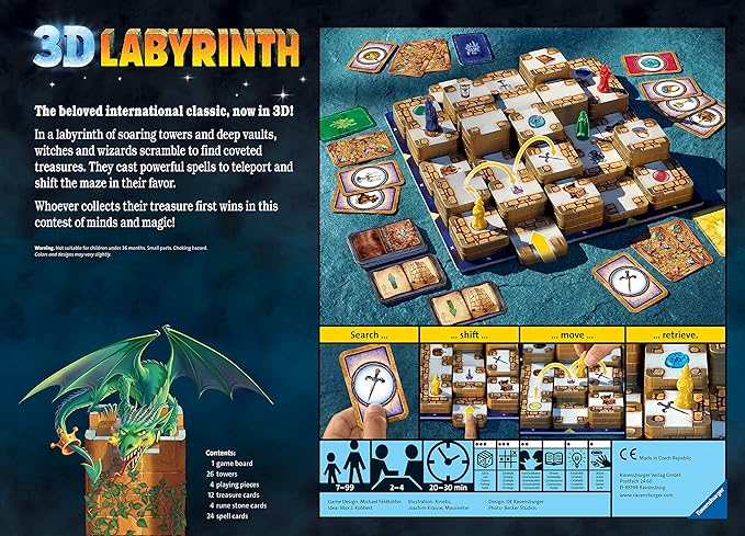 Ravensburger 3D Labyrinth Family Board Game | Easy to Learn Puzzle Game | Engaging Brain Teaser for Kids & Adults | Unique Replay Value