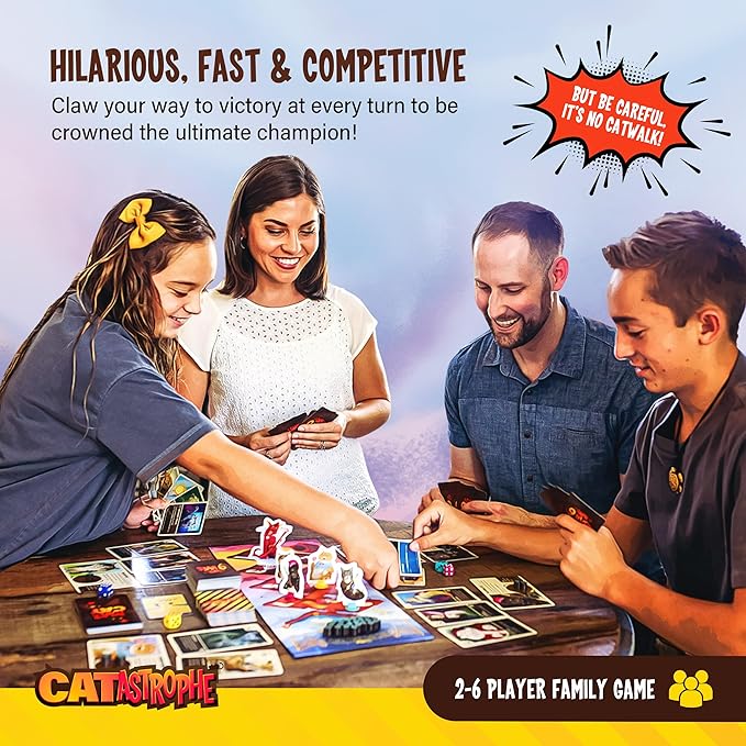 CATastrophe A Game of 9 Lives | The Purrfect Board Game for Family Night and Cat Lovers | Ages 10+ | 2-6 Players | Easy to Learn