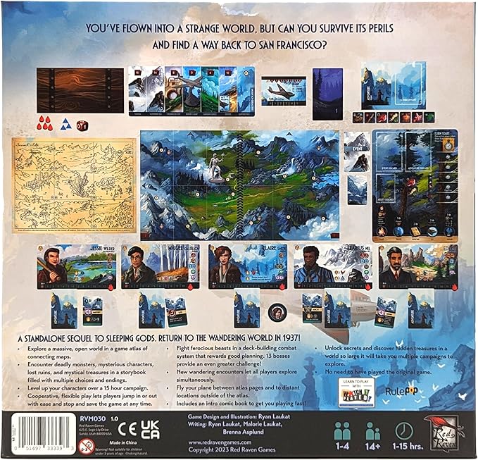 Sleeping Gods Distant Skies by Red Raven Games – Explore All New Realms, Encounter Mythical Beings – Cooperative Board Game, 1-4 Players, Ages 13+