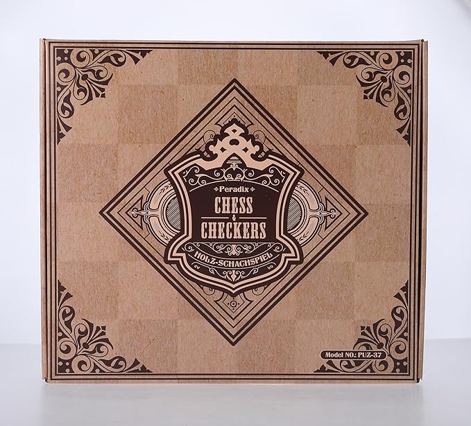 Peradix Magnetic Chess Checkers Board Sets with 2 Built-in Storage Drawers,12.8" Classic 2 in 1 Wooden Games with 2 Extra Queens for Kids and Adults,Travel Portable Chess Game Set