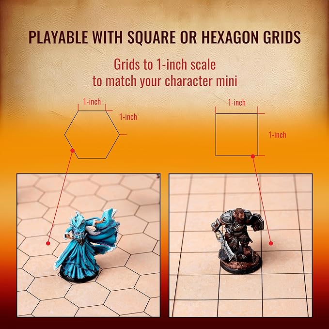 da Vinci's Room 2-in-1 DND Battle Map and 4 Foot Rubber Game Mat 48x36 inches with Dry Erase Square or Hex Grid - DND Battle Mat, D&D Map for D&D, Board Games, TTRPGs and Other Tabletop Games