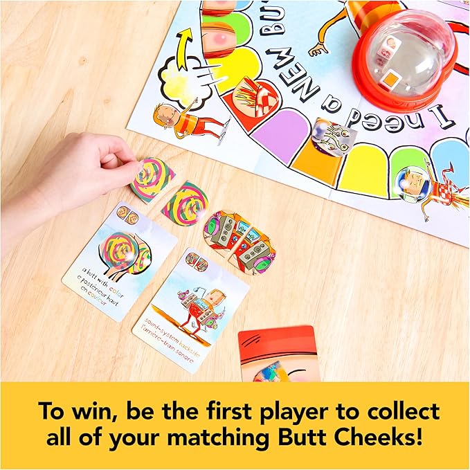 I Need a New Butt! The Game, Based on the Book with Butt Popper and Butt Cheek Tiles Fun Game for Family Game Night, For Kids Ages 5 and up