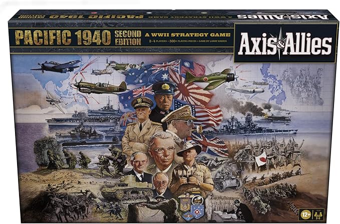 Avalon Hill Axis & Allies Pacific 1940 Second Edition WWII Strategy Board Game, with Extra Large Gameboard, Ages 12 and Up, 2-4 Players