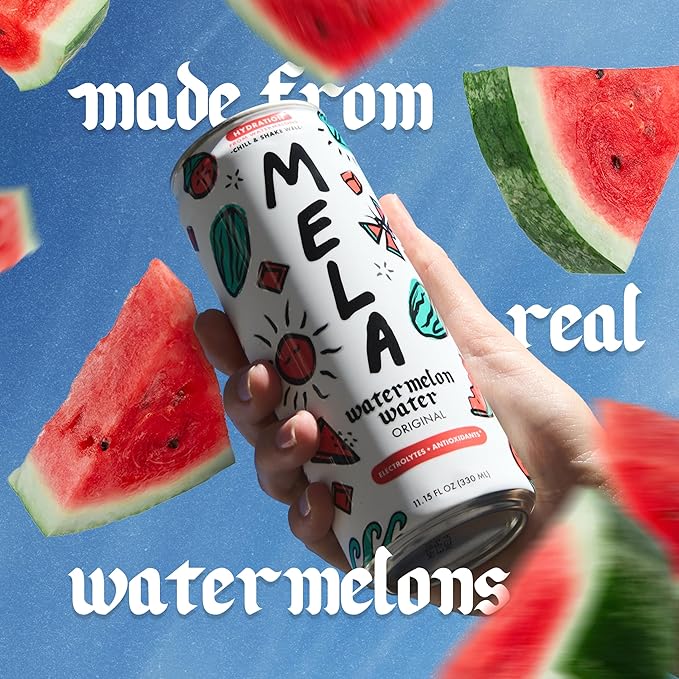 Mela Watermelon Water (12-Pack) - Natural Watermelon Juice Drink with Vitamin C, Electrolytes, Antioxidants - Coconut Water Alternative, Real Fruit Juice, Gluten-Free (Original, 11.15 fl oz)