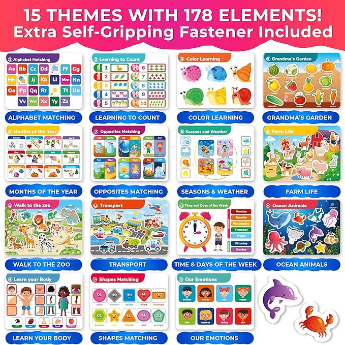 QUOKKA Montessori Busy Book for Toddlers 3-5 - Pre K Toddler Learning Activities for Homeschooling - My Preschool Busy Book for Ages 4-8 - 15 Kids Educational Activities