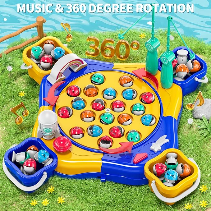 Magnetic Fishing Game for Kids Toddlers 3-5, 70 pcs Fishing Toys for Kids Toddlers 3-5, Fishing Table Toys Board Game Birthday Gifts for 3 4 5 6 7 8 Years Old Toddlers Kids