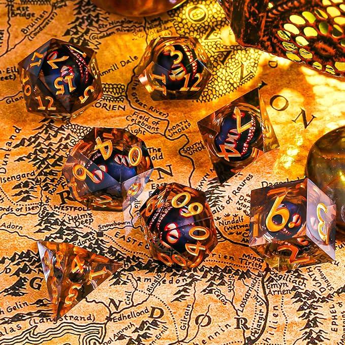Sharp Edge Dice DND, DND Eyeball Dice Set, Liquid Core Dragon Eye Dice for Role Playing Table Games