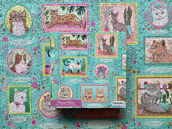 Famous Felines 1000 Piece Jigsaw Puzzle | Sustainable Puzzle for Adults | Premium 100% Recycled Board | Great Gift for Adults | Gibsons Games