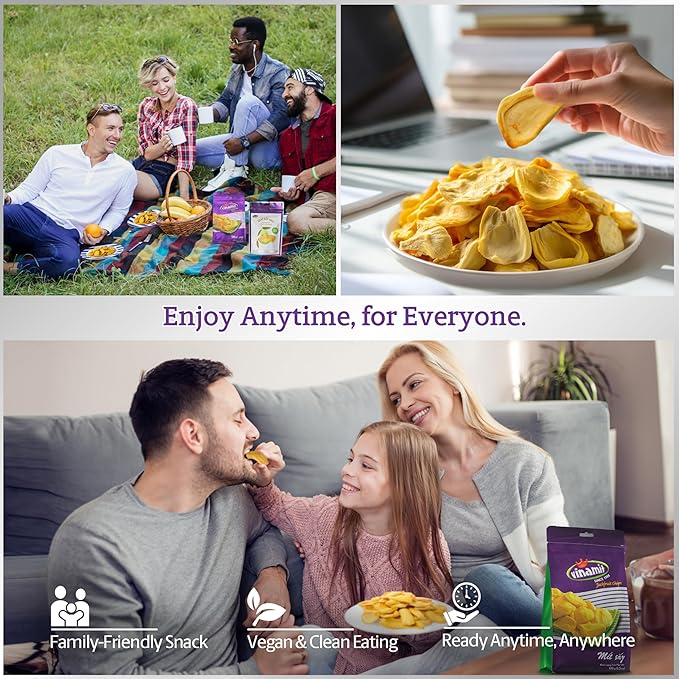 Vinamit Dried Jackfruit Chips | Vacuum Fried Dried Jackfruit | 7.4 oz Bag | Naturally Sweet & Crispy | Gluten-Free, Vegan, Non GMO | High Fiber Snack | Perfect for Gifting, Travel, Clean Eating