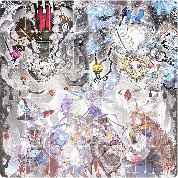 Card Rubber Mat - 2 Player, Square playmat for Gamer 60x60cm/23.6x23.6inch (White Forest)