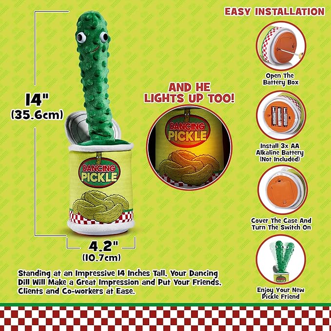 Gagster Dancing Pickle – Sings, Repeats What You Say & Tells Jokes – Hilarious Electronic Yodeling Pickle – Dance, Weird Random Stuff for Anyone Who Loves Funny Gag Gifts