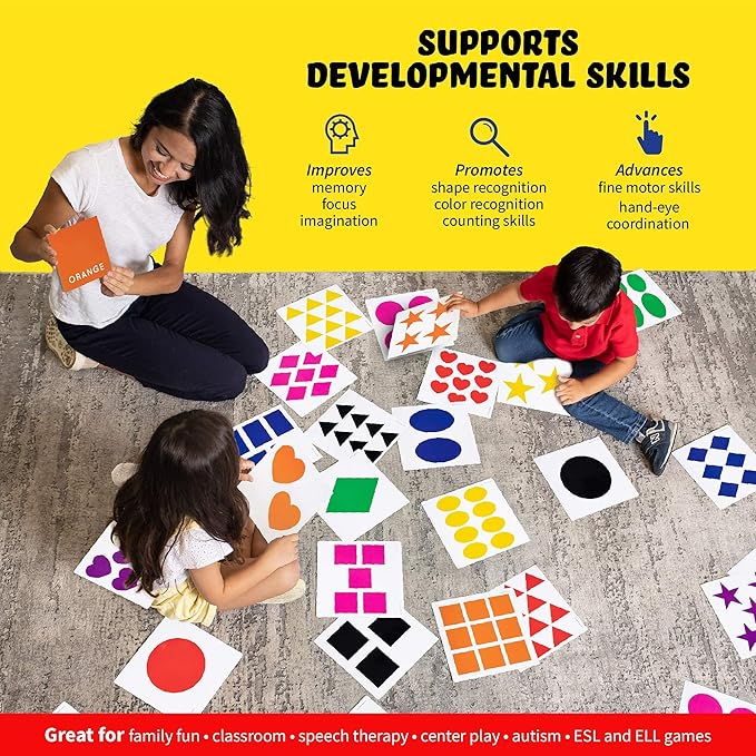 SPARK INNOVATIONS Shapes, Colors, Counting Floor Game, Large Flash Cards and Kids Game, Educational Learning Materials for Children, Matching Cards Toddler Games