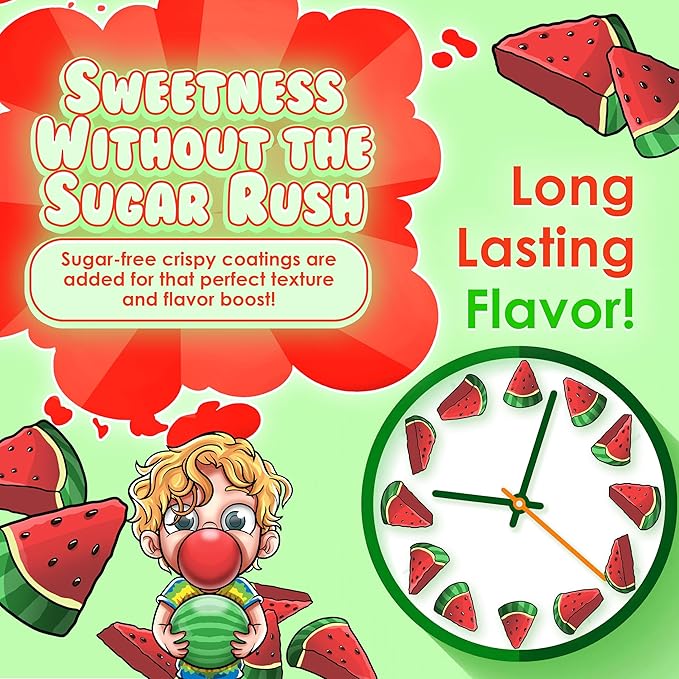 Bubblegum Kids Sugar Free Gum - For Kids and Adults - Vegan Friendly - Retro, Parent Approved Bubble Gum with Burst of Sweet Flavor - Theo's Wacky Watermelon (Watermelon Flavor)