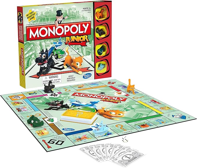 Hasbro Gaming Monopoly Junior Board Game for Kids Ages 5 and Up, 2-4 Players, Family Games