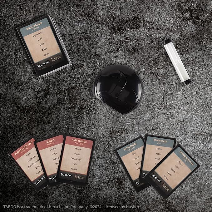 Taboo: Horror Edition Party Board Game, Horror Genre Themed Trivia Word Game with Screaming Buzzer, Game for 2 Players or More, Fans of Horror Themed Films & Culture, Ages 13 and Up