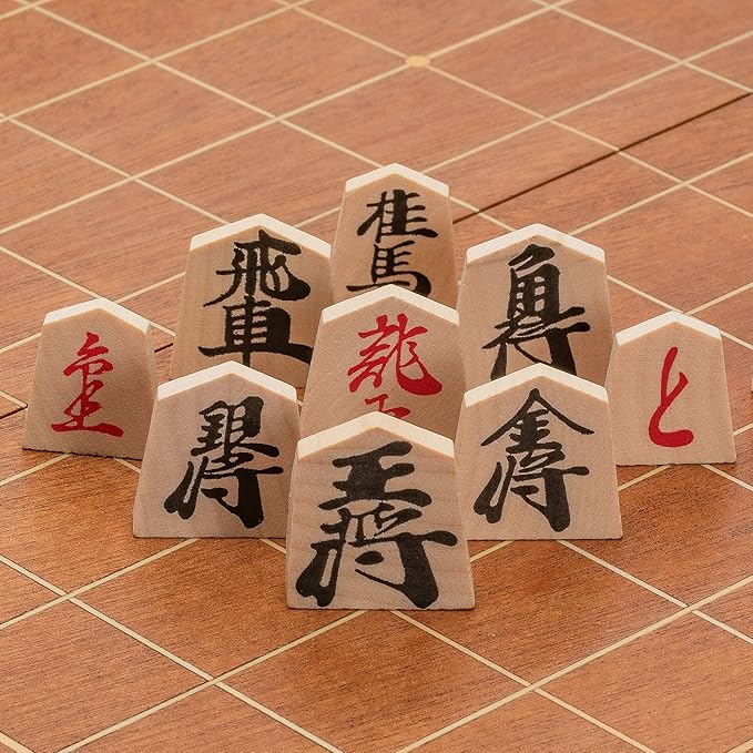 Yellow Mountain Imports Folding Wooden Shogi Japanese Chess Game Set with Traditional Koma Playing Pieces - 12.7 Inches
