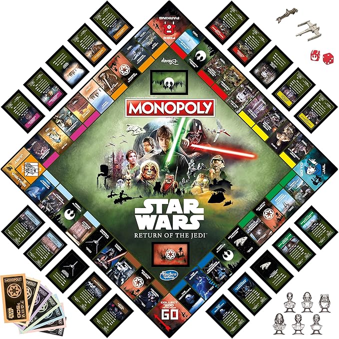 Hasbro Gaming Monopoly: Star Wars Return of The Jedi Board Game for 2-6 Players, Inspired by Return of The Jedi Movie, Game for Families and Kids Ages 8+ (Amazon Exclusive)