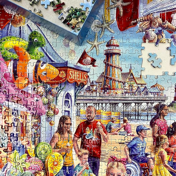 Seaside Souvenirs 1000 Piece Jigsaw Puzzle | Beach Jigsaw Puzzle | Sustainable Puzzle for Adults | Premium 100% Recycled Board | Gibsons Games