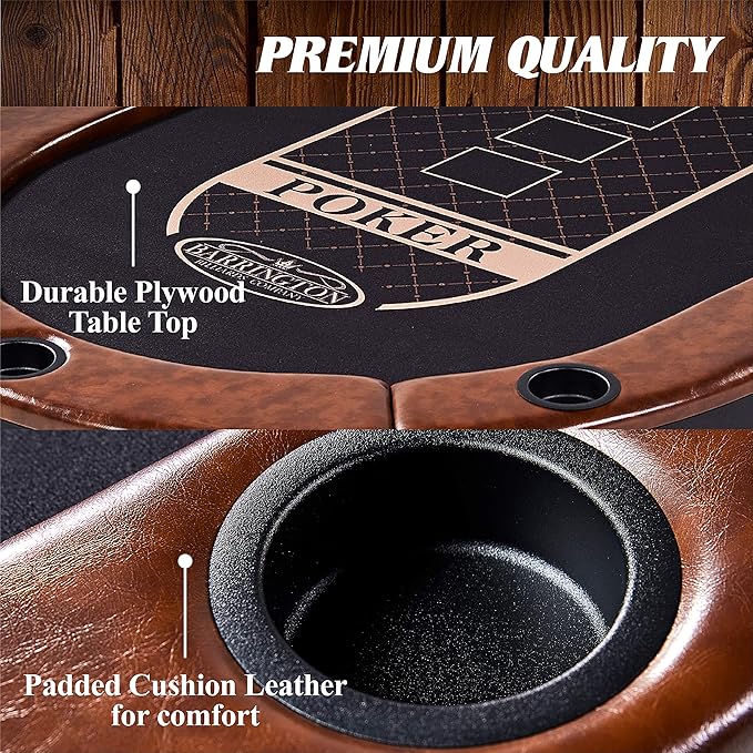Barrington Poker Multiple Styles Folding Poker Table & Poker Table Top/Dining Table Collection, Durable Padded Rail Tables with Felt Playing Surface, Perfect for Texas Holdem Games