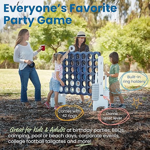 ECR4Kids Jumbo 4-To-Score, Giant Game, Navy/White