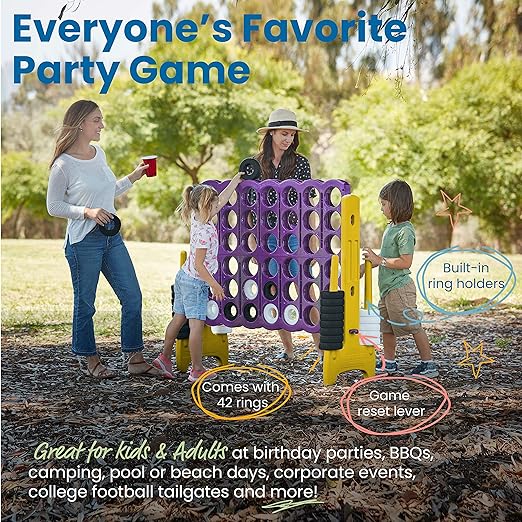 ECR4Kids Jumbo 4-To-Score, Giant Game, Purple/Gold