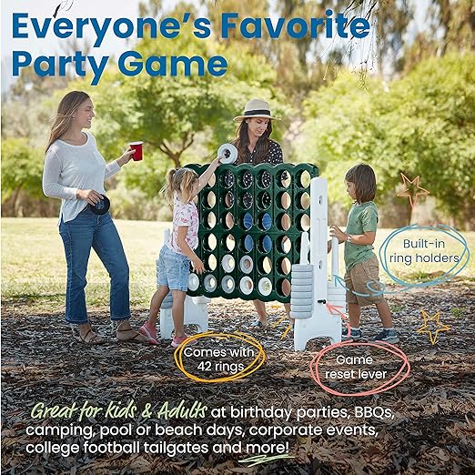 ECR4Kids Jumbo 4-to-Score, Giant Game, Green, White, 1