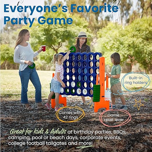 ECR4Kids Jumbo 4-to-Score, Giant Game, Blue/Orange