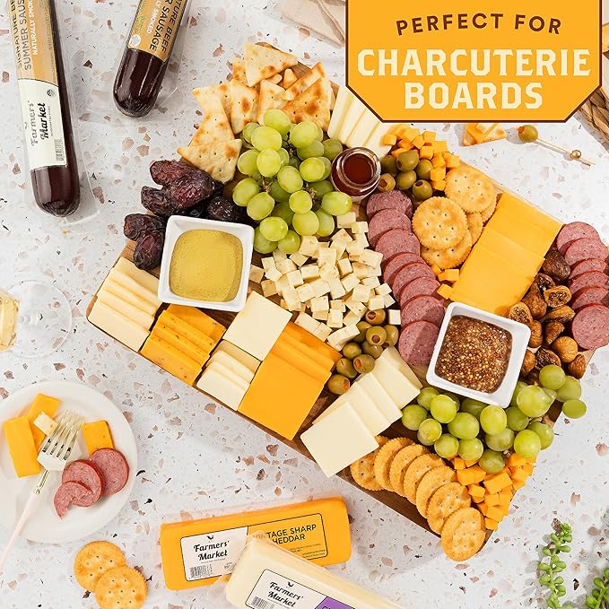 Holiday Charcuterie Gift Box, Wisconsin Cheese and Sausage, Farmers Market, Christmas and Thanksgiving Gift Basket, Traditional Assortment